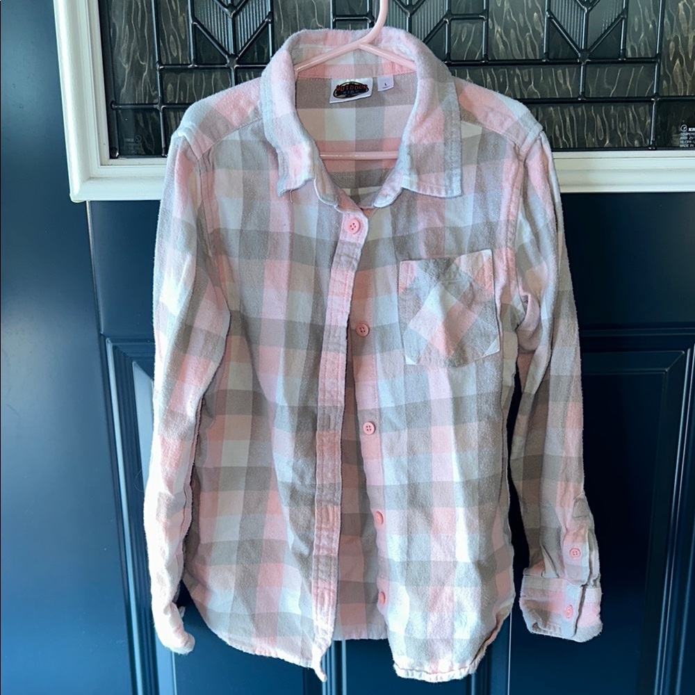Kids Pink and Gray Plaid Shirt